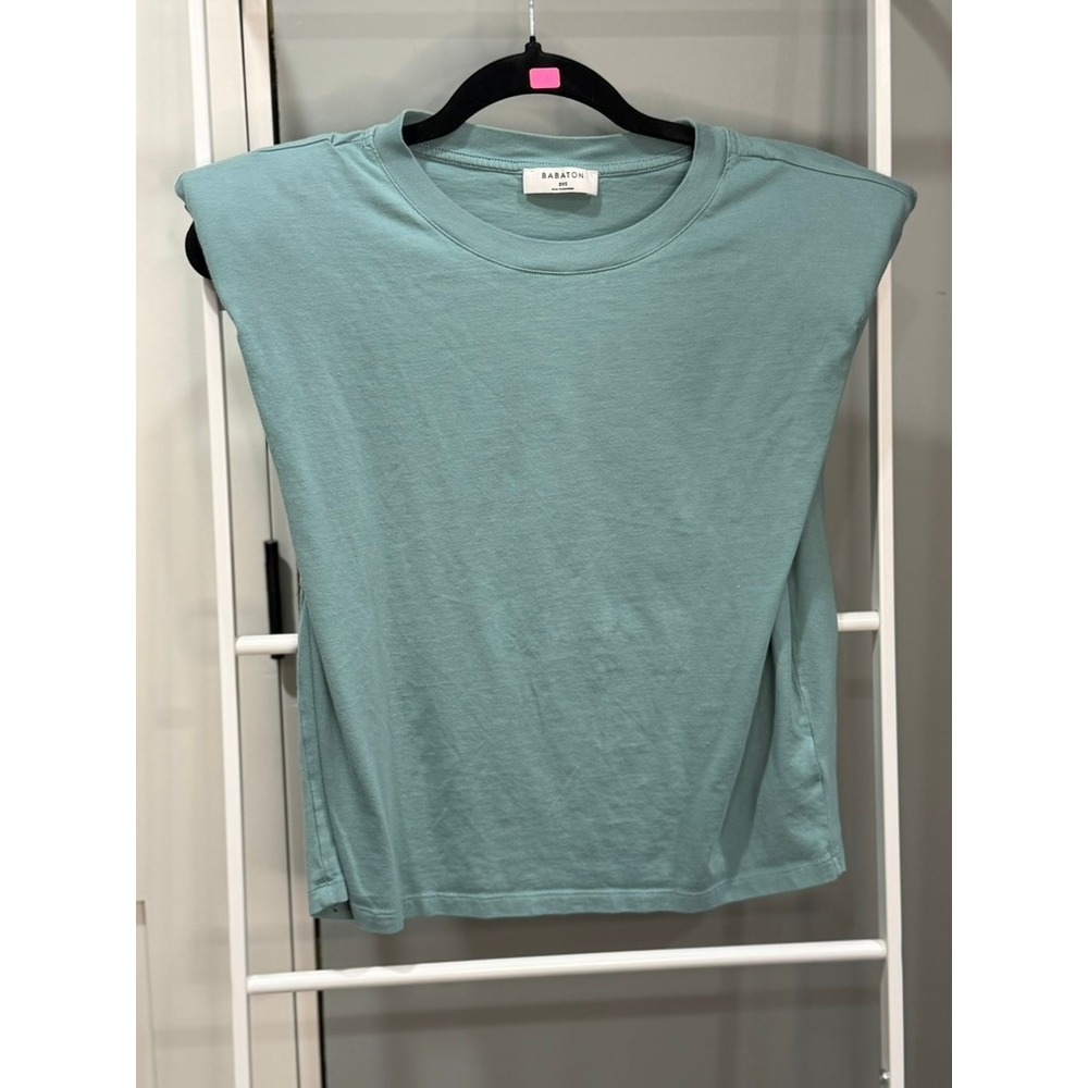 Babaton Aritzia Shoulder Pad Muscle Tee Sage Green Sleeveless Top 2XS Minimalist